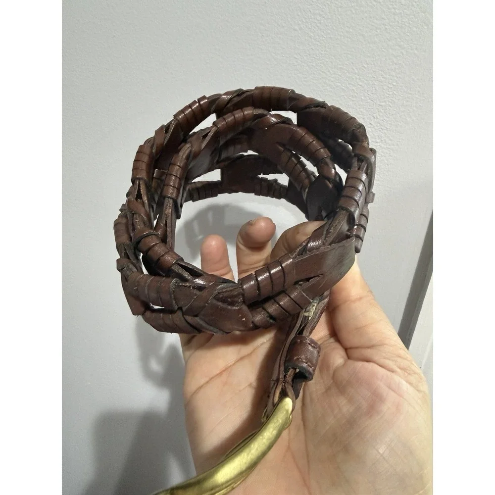 Beautiful Spanish Leather Braided Boho Western Belt Sz 32 ‎ 37.5